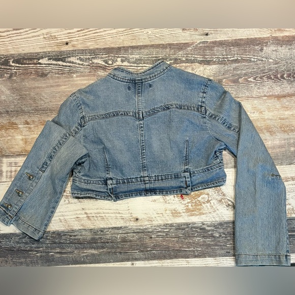 Women’s Denim Vintage Crop Jacket, Button up - Picture 2 of 3